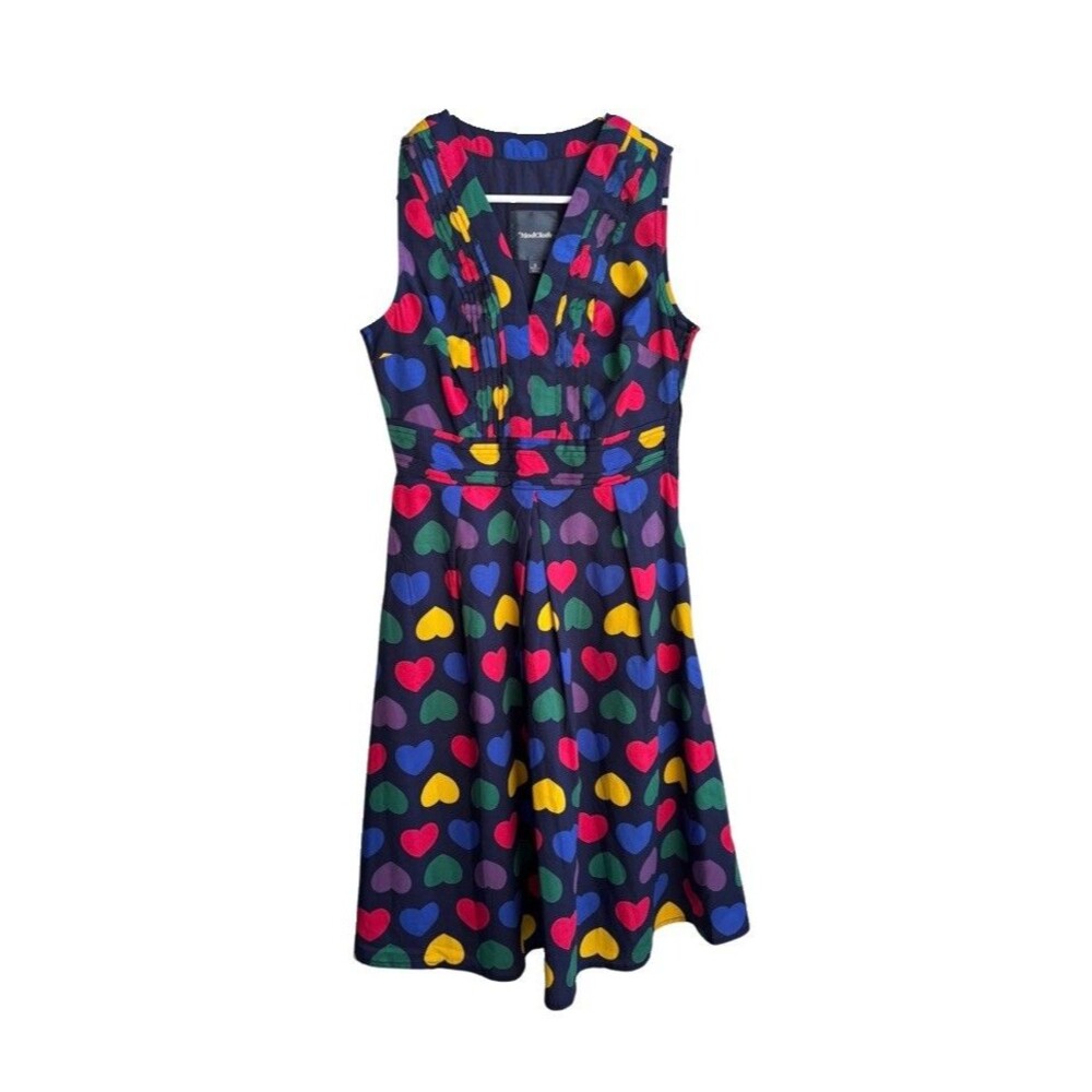 Modcloth Surely Sweet Heart Pattern Sleeveless Fit Flare Dress S - Picture 2 of 6